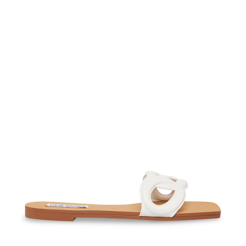 Sandalias de Diapositivas Steve Madden Marcie Cuero Mujer Blancas | ES NU463E